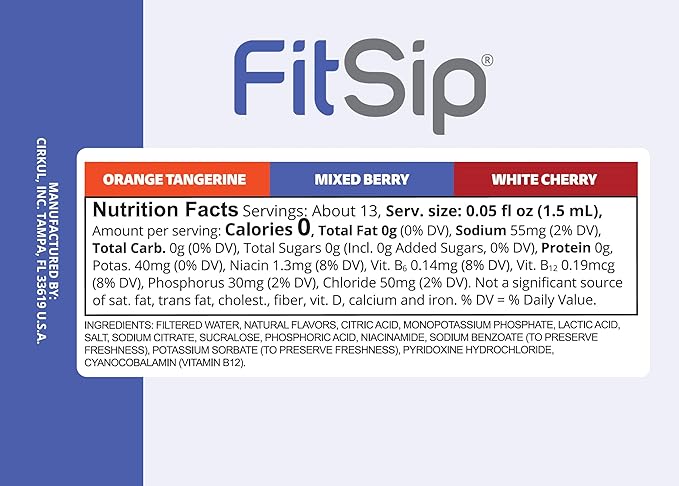 Cirkul FitSip Electrolytes Flavor Water Variety Pack, Makes 36 Drinks, No Sugar, Zero Calorie Drink Mix, (2 Mixed Berry, 2 White Cherry, 2 Orange Tangerine)
