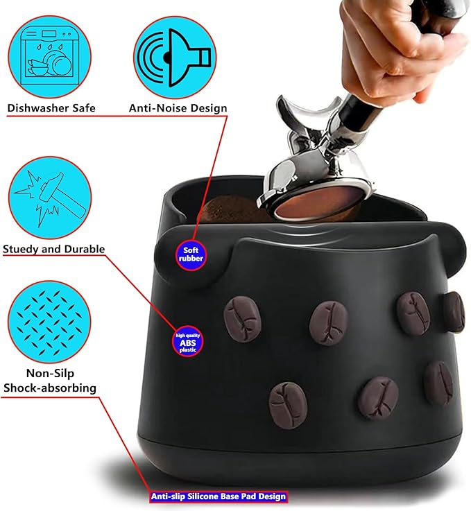 Coffee Knock Box, Espresso Knock Box with Barista Towels, Coffee Grounds Container Disposal,Removable Knock Bar and Non-Slip Base, Espresso Machine Accessories,Black, JDHAVMOS