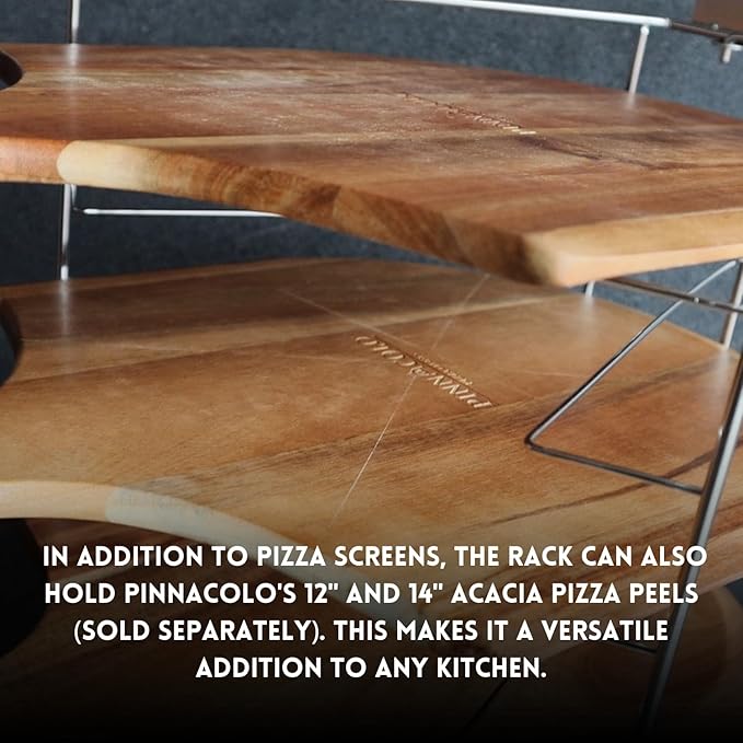 Folding Pizza Rack with Five 14 Inch Pizza Screens - Compact and Convenient Design for Easy Storage and Baking Multiple Pizzas