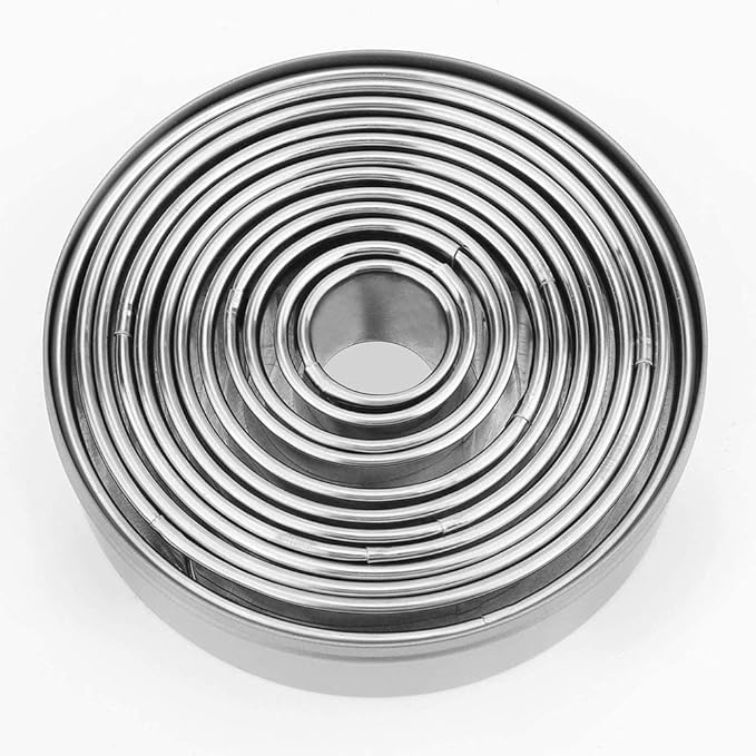 12 Pieces Round Cookie Biscuit Cutter Set,Graduated Circle Pastry Cutters,18/8 Stainless Steel Cookie Cutters and Donut Cutter Ring Molds