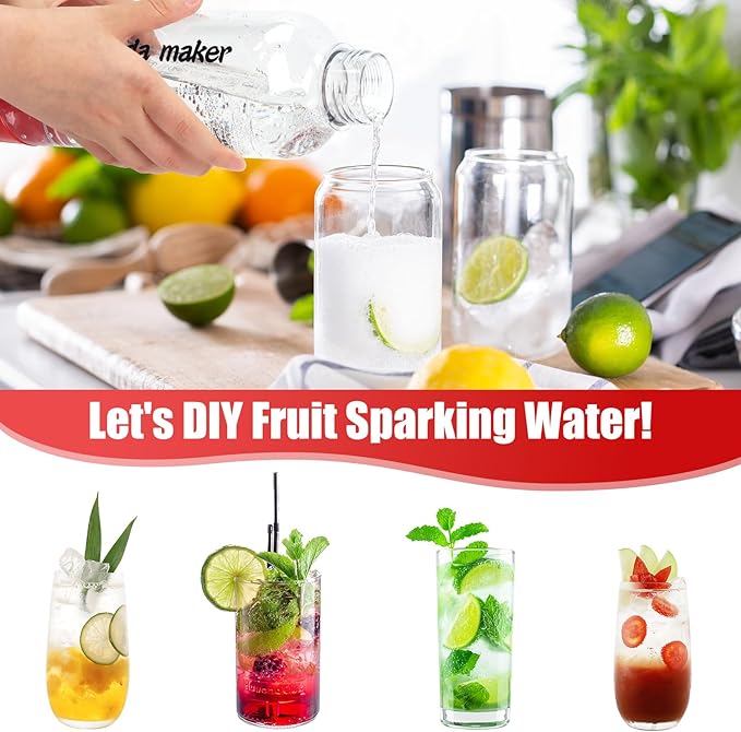 Portable Soda Siphon, 1L Travel Sparkling Water Maker Machine for Home & Outdoor, Carbonated Water Soda Streaming Machine, Soda Maker for Cocktails or Fizzy Drink, 8 gram CO2 Cartridges(Not Included)