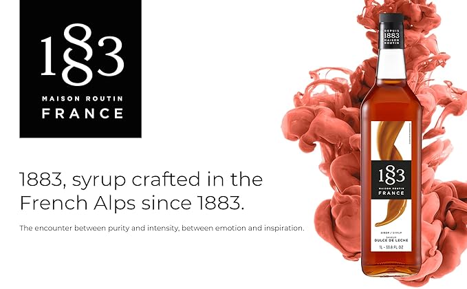 1883 Coffee Syrup, Dulce De Leche Syrup for Drinks, Made in France, 1 Liter Glass Bottle