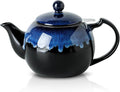 KOOV Tea Pot with Infuser for Loose Tea, 34 ounce Ceramic Teapot with Infuser, Enough For 6 Cups, Tea Pots with Tea Strainers for Tea Party, Reactive Glaze (Nebula Blue)