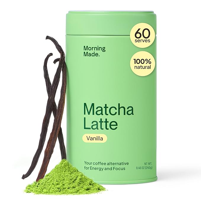Morning Made Cinnamon Flavored Ceremonial Grade Matcha Powder | 8.46oz (240g) Resealable Tin | 60 Servings Premium Japanese Green Tea | Sweetened with Organic Sugar | Rich in Antioxidants & Energy Boosting