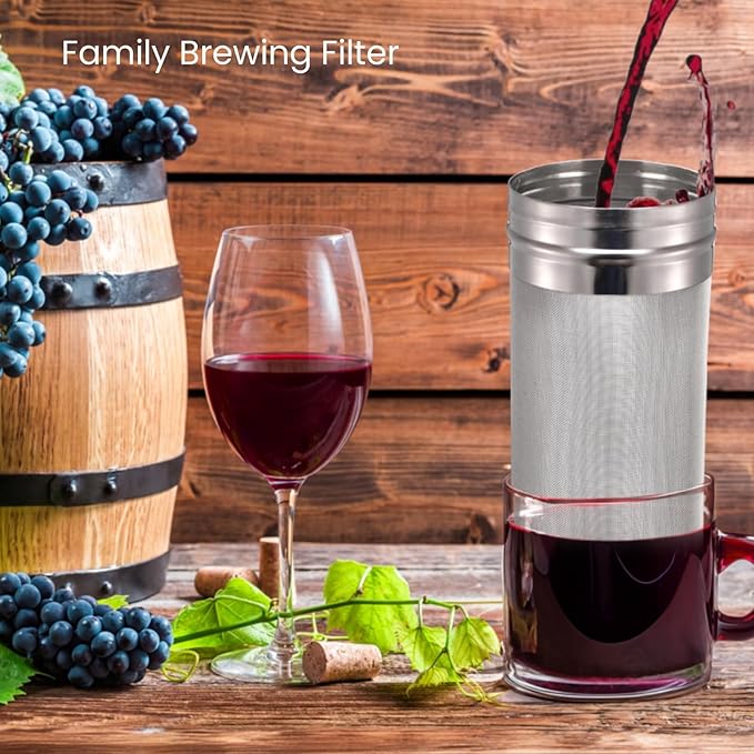 2 Pack Beer Dry Hopper Filters, 2.8 x 7 inch 300 Micron Mesh Hop Strainer with Lid, Stainless Steel Beer Hop Spider with Nylon Bristles, Brewing Filters Straining Keg for Home Coffee Wine Juice