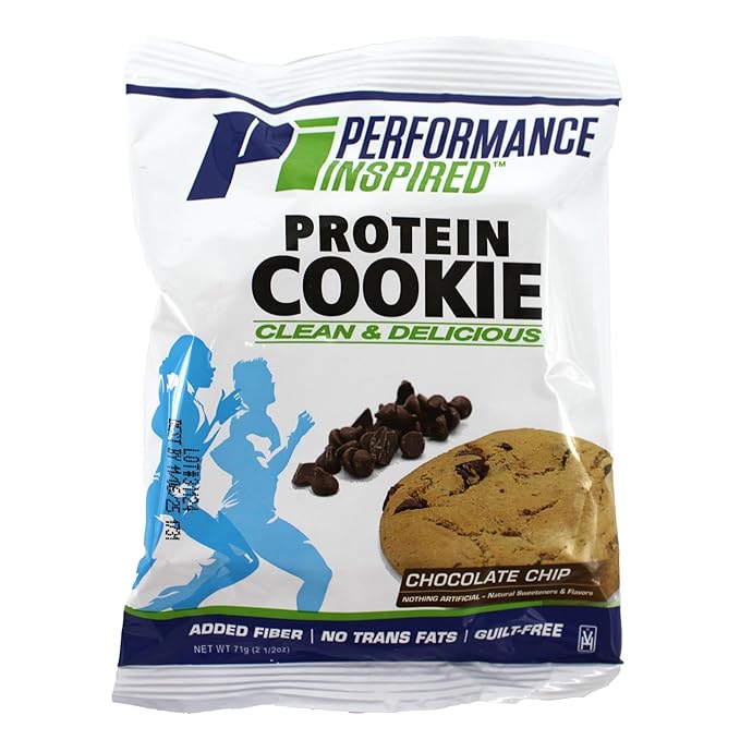 Performance Inspired Nutrition Protein Cookie - Contains: BIG 14G Isolate Proteins - 6G Of Fiber - All Natural - Gluten Free - No Artificial Ingredients - Chocolate Chip Flavor - 12 Count