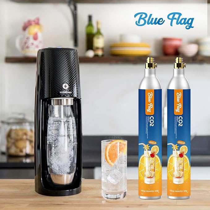 Blue Flag 60L Co2 Carbonator Compatible with Sodastream Appliances (Excluding Art, Terra Seltzer Maker), 14.5oz, Set of 2