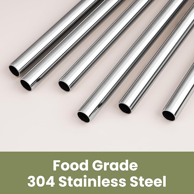 Tomorotec 6-Pack Stainless Steel Reusable Straw with Silicone Tip 3 Sizes, Metal Drinking Straws Fit for Stanley Quencher Tumblers 40oz, 30oz, 20oz, 14oz, Cleaning Brushes Included (Rainbow)