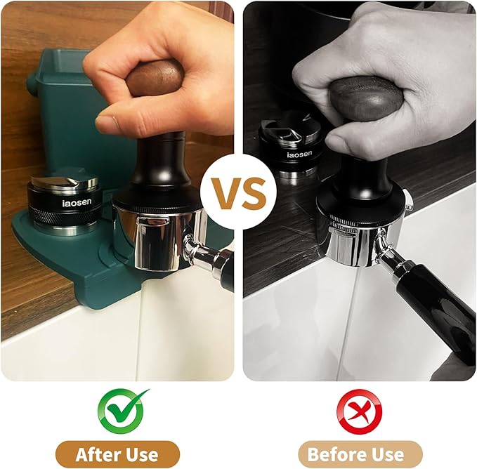Large Square Knock Box Shock-absorbent Knock Box Espresso with Removable Knock Bar and Non-Slip Base Espresso Accessories for Home/Office (Large Green Knock Box with Tamper Mat)