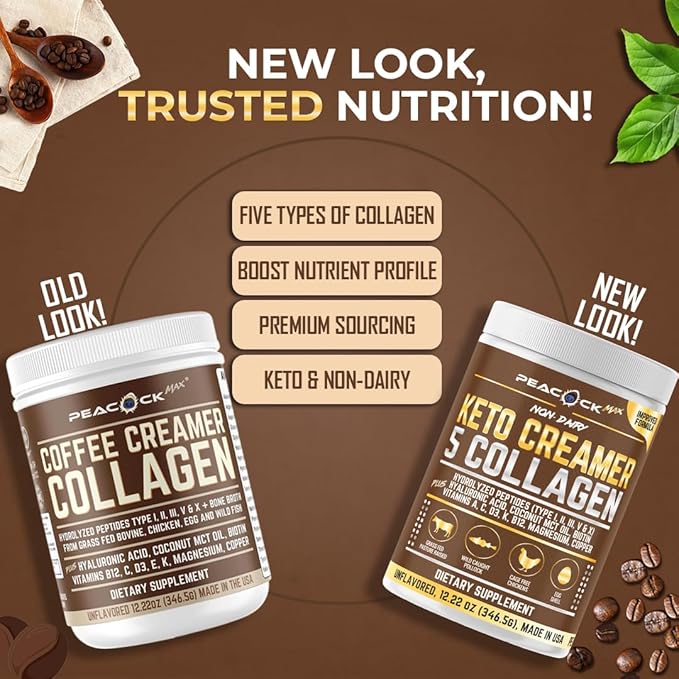 Collagen Keto Coffee Creamer Powder 12.22 oz, Pack of 12, Hydrolyzed Collagen Peptides with Coconut MCT Oil, Magnesium, Unflavored Protein Powder, Sugar Free Coffee Creamer for Smoothies
