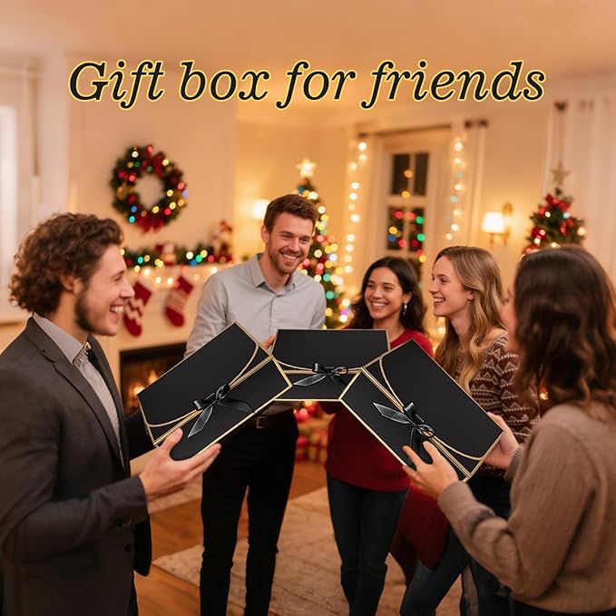 10Pack Black Gift Boxes, 10.6x7.8x3.1Inch Bridesmaid Proposal Box with Ribbons, Gift Boxes with Lids for Presents, Mother's Day, Wedding, Groomsmen Proposal, Birthday Party
