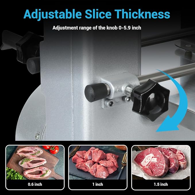 Commercial Electric Meat Bone Saw Machine, Kitchen Frozen Food Processor, Adjustable Thickness 0.6-5.9”, Butcher Band Saw with 20x15” Work Table for Chicken Fish Beef Bread