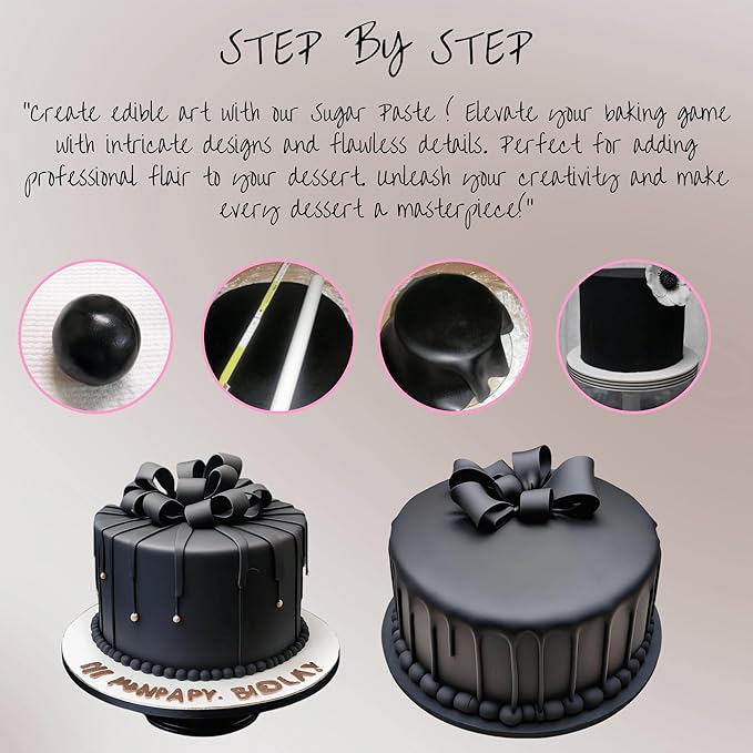 Confect Black Fondant for Cake Decorating – Premium Confect Fondant for Cakes, Cupcakes & Cookies | Vegan, Gluten-Free, Nut-Free, Palm Oil-Free – 8.8 Oz