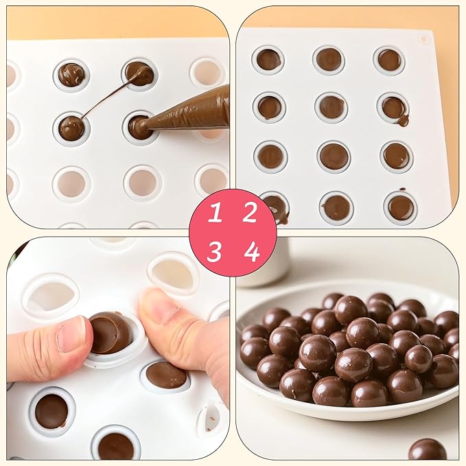 Small Chocolate Molds, 35-Cavity Silicone Sphere Candy Molds, Chocolate Mold for Cake Decoration, Chocolate Candy Gummy Mousse Jelly Pudding Ice Cube Tray, Fruit Snacks, Keto Snacks
