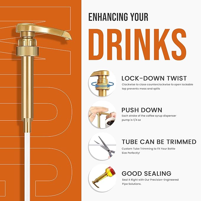 Jimoco® Syrup Pump Dispenser + Torani® Caramel Syrup, 25.4 oz - Coffee Syrup Pump & Flavoring Bundle