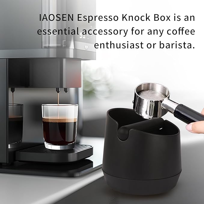 Knock Box 6 Inch Espresso Knock Box Shock-Absorbent Knock Box Espresso with Removable Knock Bar and Non-Slip Base Espresso Machine Accessories for Home/Office