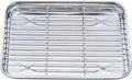 TeamFar Toaster Oven Pan Tray with Cooling Rack, Stainless Steel Toaster Ovenware Pan, Compact 8''x10''x1'', Healthy & Non Toxic, Rust Free & Easy Clean - Dishwasher Safe