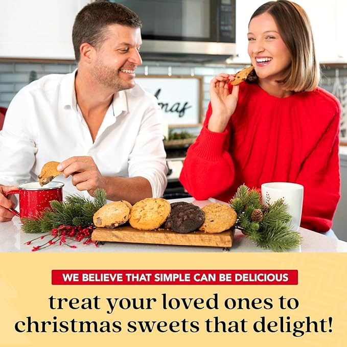 David’s Gourmet Fresh Baked Merry Christmas Assorted Holiday Cookies Tin – 1Lb All-Natural Handmade Soft Variety Cookies in a Premium Gift Box