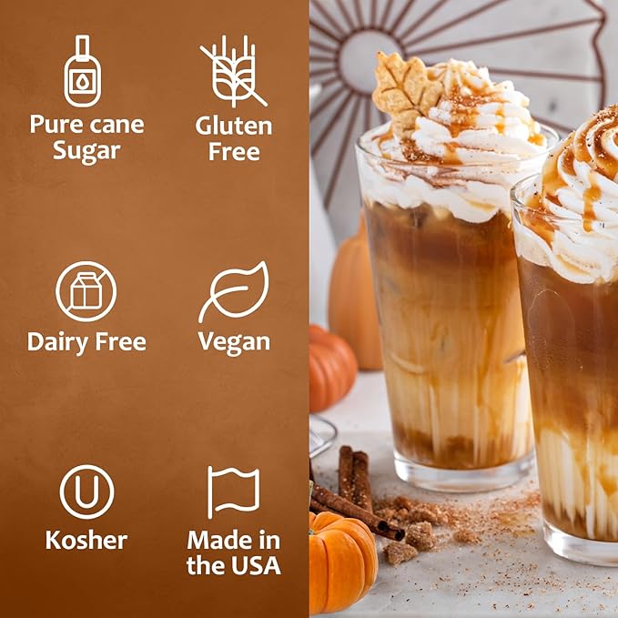 Syruvia Pumpkin Spice Syrup – 25.4 fl oz – Syrup for Coffee, Lattes, Shakes, Smoothies, Desserts – 100% Vegan, Gluten Free, Kosher Delicious Coffee Sauce, (Pack of 2)