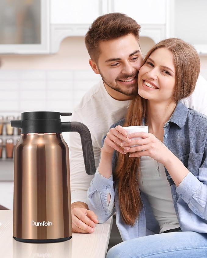 Carafes for Hot Liquids 70 oz - 12 Hour Hot Stainless Steel Thermal Coffee Carafe-Insulated Coffee Carafes For Keeping Hot/Cold Coffee, Tea, Water, Drink Dispenser for Parties(Gold)