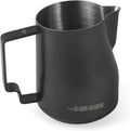 MHW-3BOMBER Milk Frothing Pitcher 12oz Milk Frother Cup Espresso Steaming Pitcher Stainless Steel Milk Frother Cup Barista Latte Art Round Spout Milk Jug, Black P6007MB-OS