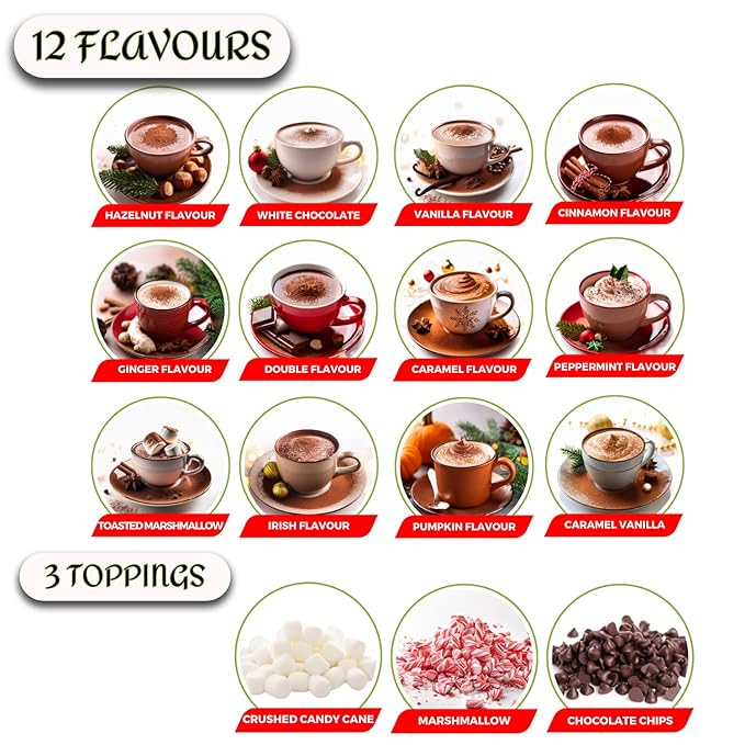 Hot Chocolate Advent Calendar 2025 - Gourmet Luxury 24 Hot Chocolate Selection Variety Flavours - Food Advent Calendars Gifts Set For Men Women Children