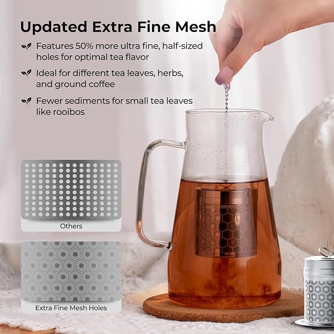 Reinmoson Large Tea Infuser for Loose Tea & Spice Infuser for Cooking, Extra Fine Mesh Tea Strainers, 304 Stainless Steel Loose Leaf Tea Steeper for Black Tea, Rooibos, etc