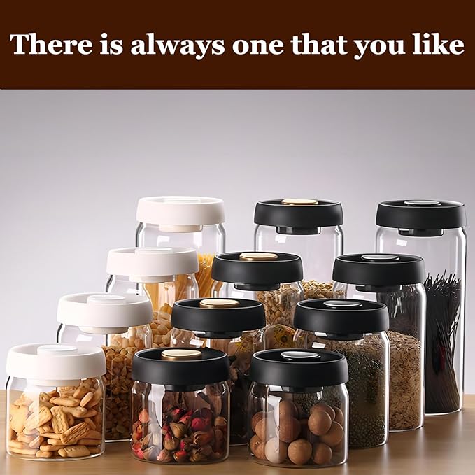 Vacuum Glass Jar with Airtight Lid,13.5floz/400ml Borosilicate Glass Coffee Canister Container,Perfect for Coffee Beans & Grounds,Loose Leaf Tea,Candy,Sugar,Nuts,Spices