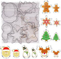 Large Christmas Cookie Cutters,4" Holiday Sturdy Molds thickened Stainless Steel with Recipe Instruction,Snowman, Christmas tree, elk, snowflake.