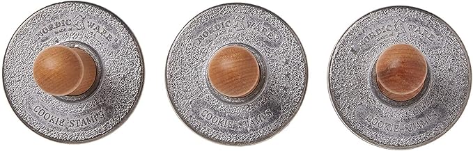 Nordic Ware 01233 Holiday Cast Cookie Stamps, 3-inch rounds, Silver