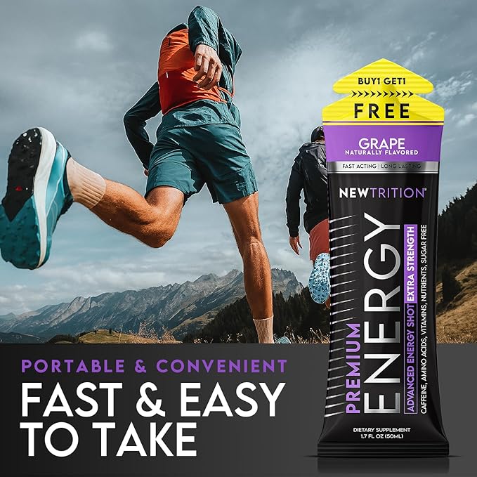 NewTrition® Extra Strength Energy Shots, Sugar-Free 1.7 fl oz (Pack of 24, 8 Flavors) - 250mg Caffeine Energy Drinks with Vitamin B & Amino Acids, Zero Calorie Vitamin Energy Shots (Mixed 1&2)