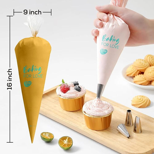 16 Inch Thick Disposable Piping Bags, 100PCS Anti Burst Pastry Bags for Cake Decorating Cream Frosting and Baking Supplies, Tipless Piping