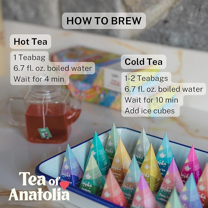 Lazika Tea Variety Pack with Lovely Presentation Box, Black, Green and Herbal Tea Sampler Gift Set, 20 Counts, Premium Collection with Pyramid Infuser Bag, Handcrafted