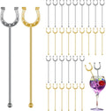 6 Inch Derby Drink Plastic Stirrers Swizzle Sticks for Cocktails Coffee Reusable U Shaped Horseshoe Drink Stirrers for Coffee Beverage Party Bar Weddings Events(Gold,silver,30 Pcs)