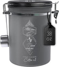 Large Coffee Canister – Airtight Stainless Steel Storage Container with Date Tracker & Scoop, Sealed Jar for Grounds, Beans, Tea, Flour, Cereal, and Sugar (Gray Home, 38OZ)