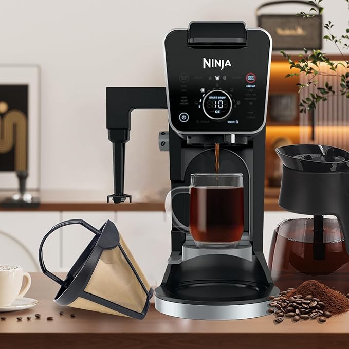 Coffee Permanent Filter for Ninja CFP Dual Brew, Reusable Gold Tone Coffee Filter Basket Compatible with Ninja Coffee Makers CFP300 CFP301 CFP305 CFP307 (2 Packs)