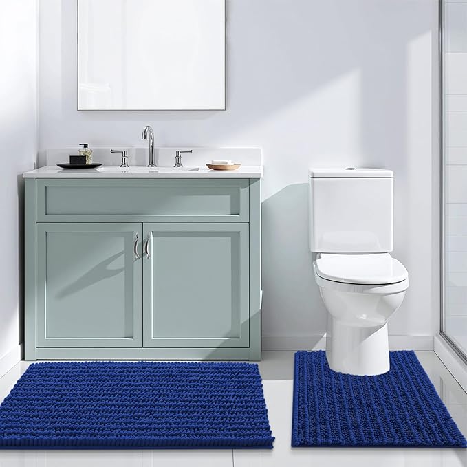 Arotive Luxury Chenille Bathroom Rug Mat, Extra Soft Thick Absorbent Shaggy Bath Rugs, Non-Slip Machine Wash Dry, Plush Bath Mats for Bathroom, Shower and Tub, 30x20, Royal Blue