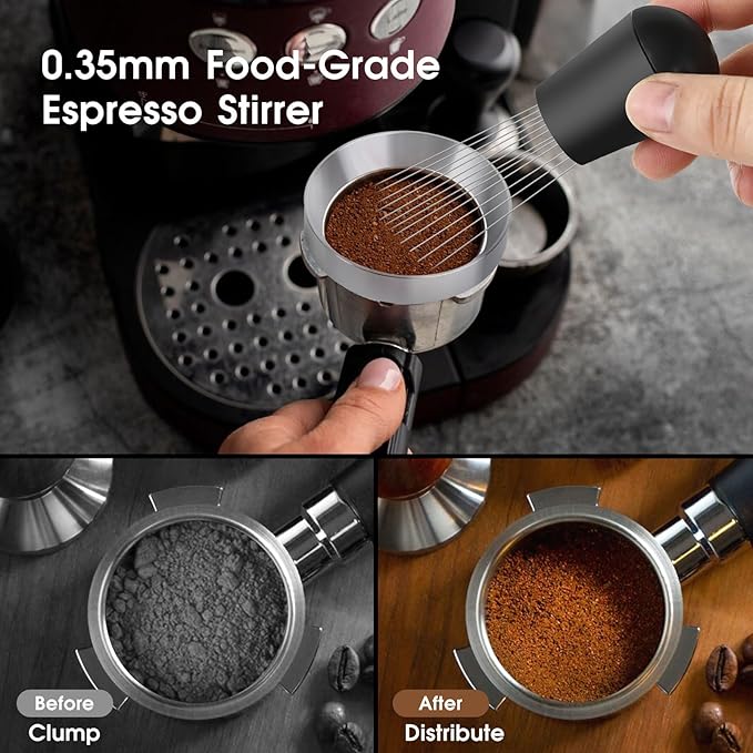 58mm Espresso Accessories Kit, Spring Loaded Calibrated Tamper, WDT Tool and Dosing Funnel Set Fits Espresso Coffee Machines and 58 mm Portafilters