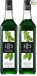 1883 Green Mint Syrup for Drinks, Made in France, 1 Liter Plastic Bottle (Pack of 2)