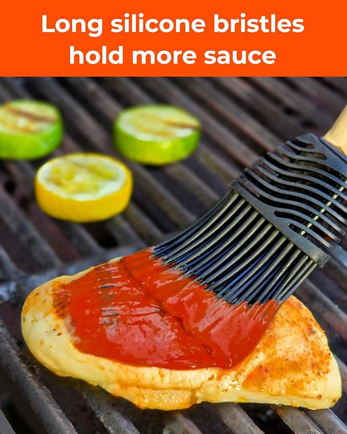 Grill Basting Mop – Silicone BBQ Basting Brush for Cooking, Oil & Sauce Brush for Grilling, Heat-Resistant Baster Brush, Dishwasher Safe Grill Mop for BBQ, Smoking, Roasting