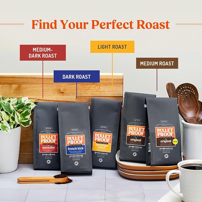 Bulletproof Original Medium Roast Ground Decaf Coffee, 12 Ounces, 100% Arabica Coffee, Clean Coffee Tested for Toxins, Packaging May Vary (Pack of 2)