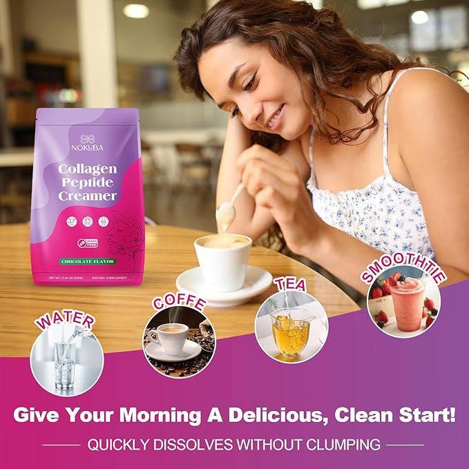 Collagen Protein Coffee Creamer Powder, Marine Collagen Peptides with Coconut Mct Oil for Hair Skin & Nails Support, Non Dairy, Sugar Free, Keto Friendly, Chocolate Flavor, 500g (20 Servings)