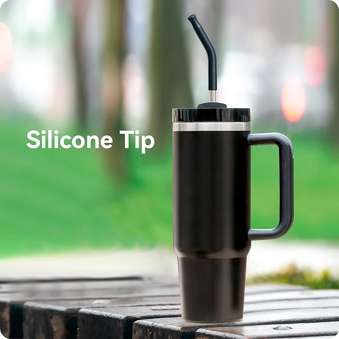 Snowfall Metal Straw for Stanley 40 OZ Cup, Long Reusable Stainless Steel Drinking Straws with Silicone Tip for Simple Modern 40 OZTumbler (Apple Green)