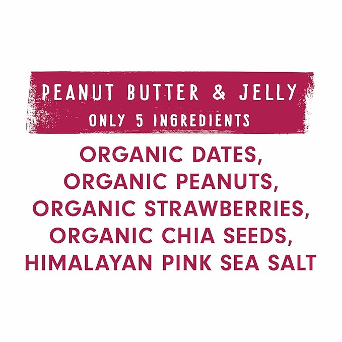 JONESBAR (Peanut Butter & Jelly, 4 Count (Pack of 1)), USDA Organic Fruit & Nut Bar, Non-GMO, Kosher, Vegan, Gluten Free, Simple Snack Bar
