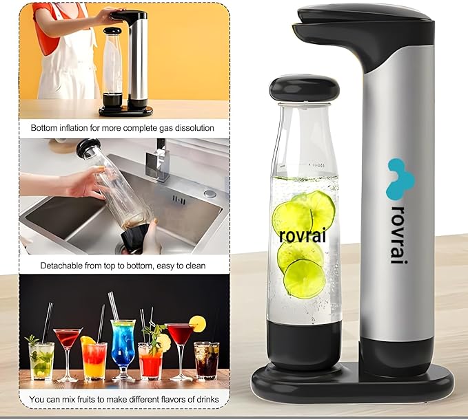 Soda Water Maker,Sparkling Water Machine with Superior Carbonation Technology,Comes with Co2 Refill Adapter,Compatible with Sodastream/Ninja/Soda Sense/Simpli TR21-4 thread (Screw-In) Co2 Cylinders