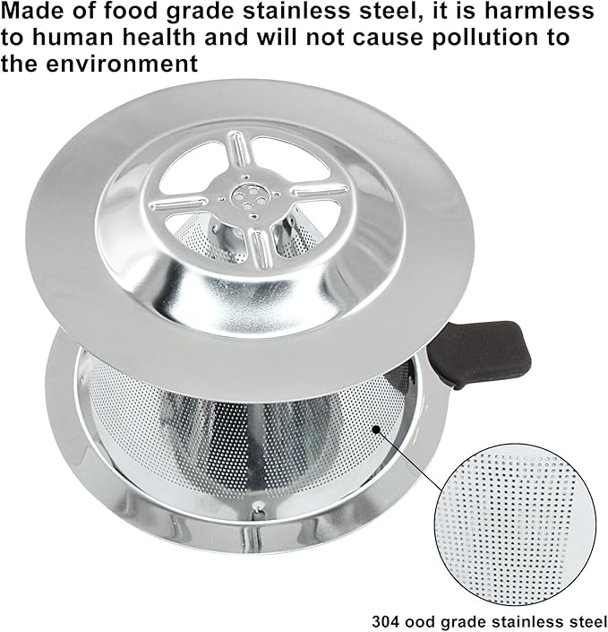 Waziaqoc Pour Over Coffee Dripper, Reusable Paperless Coffee Filter for 1-2 Cups, Stainless Steel Drip Cone Brew Coffee Strainer,Upgraded Double Micro Mesh Filter with Cup Stand