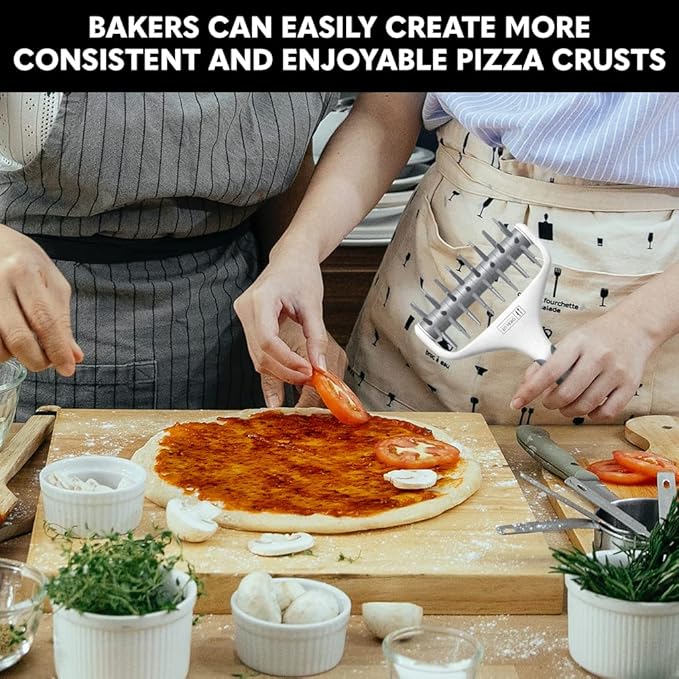 Orblue Pizza Dough Docker, Pastry Roller with Spikes, Pizza Docking Tool for Home & Commercial Kitchen - Pizza Making Accessories that Prevent Dough from Blistering Gray