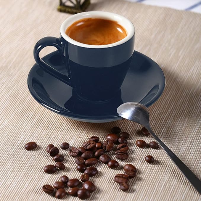 Porcelain Espresso Cup with Saucer, Espresso shot Cup, 80ml/2.7Oz, Deep Blue