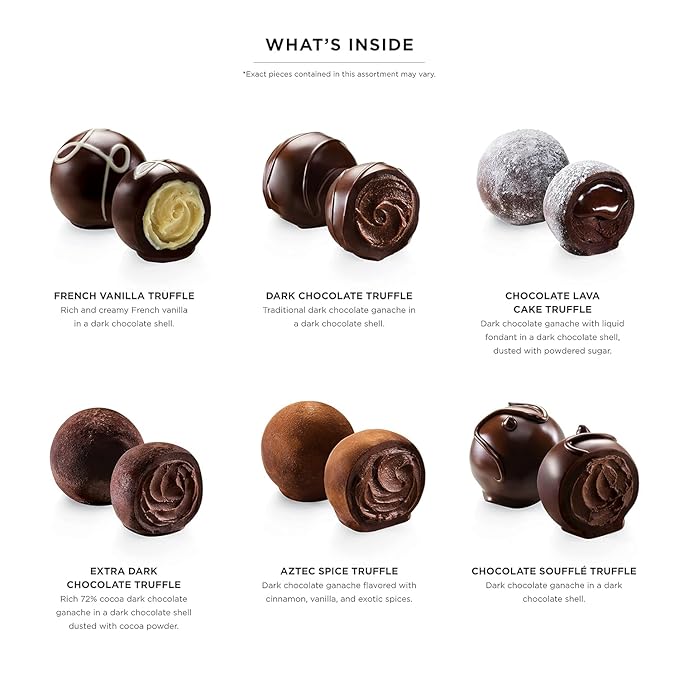 Godiva Chocolatier Assorted Dark Chocolate Truffle Gift Box for Birthday, Thank You, Anniversary, Congratulations Gift Basket Gourmet Candy with Creamy Ganache in Dark Chocolate, 6pc