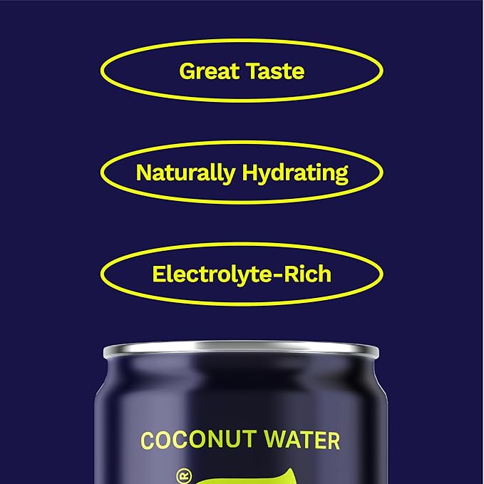 Coaqua Sparkling Coconut Water, 12 Pack, Natural Electrolytes for Hydration, Refreshing Sparkling Electrolyte Drink, Pure Coconut Water Not from Concentrate, Fat Free, 16.9 Fl Oz Cans
